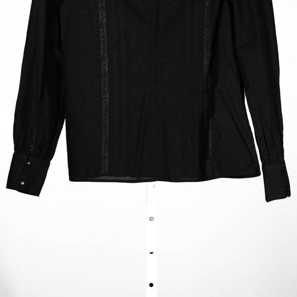 H&M Women's Blouse Black Embroidered Floral Sheer Lace Long Sleeve Shirt Top 4 - Picture 10 of 12